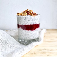 Kefir Chia Pudding with Maple-Ginger Cranberry Sauce