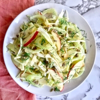Celery Root, Fennel, and Apple Salad with Manchego and Sunflower Seeds