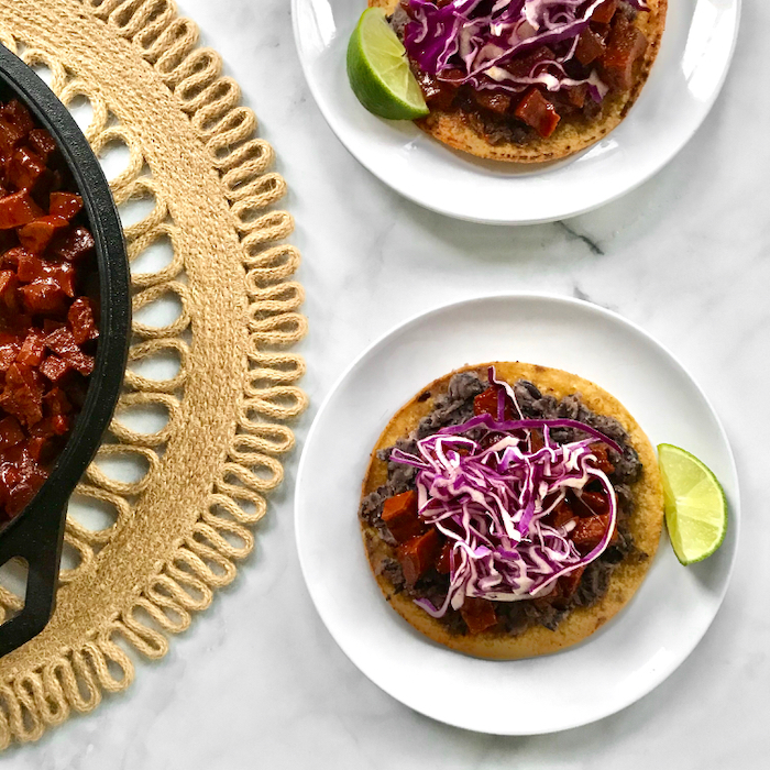 Red Chile Style Lengua Tostadas