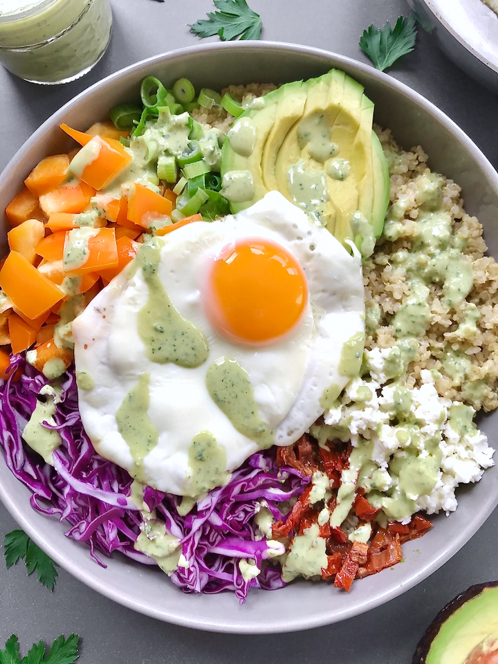 Rainbow Bowl with Green Tahini Sauce – What's Cooking with Kelli
