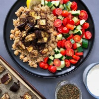 Za'atar Roasted Eggplant over Quinoa and Chickpeas